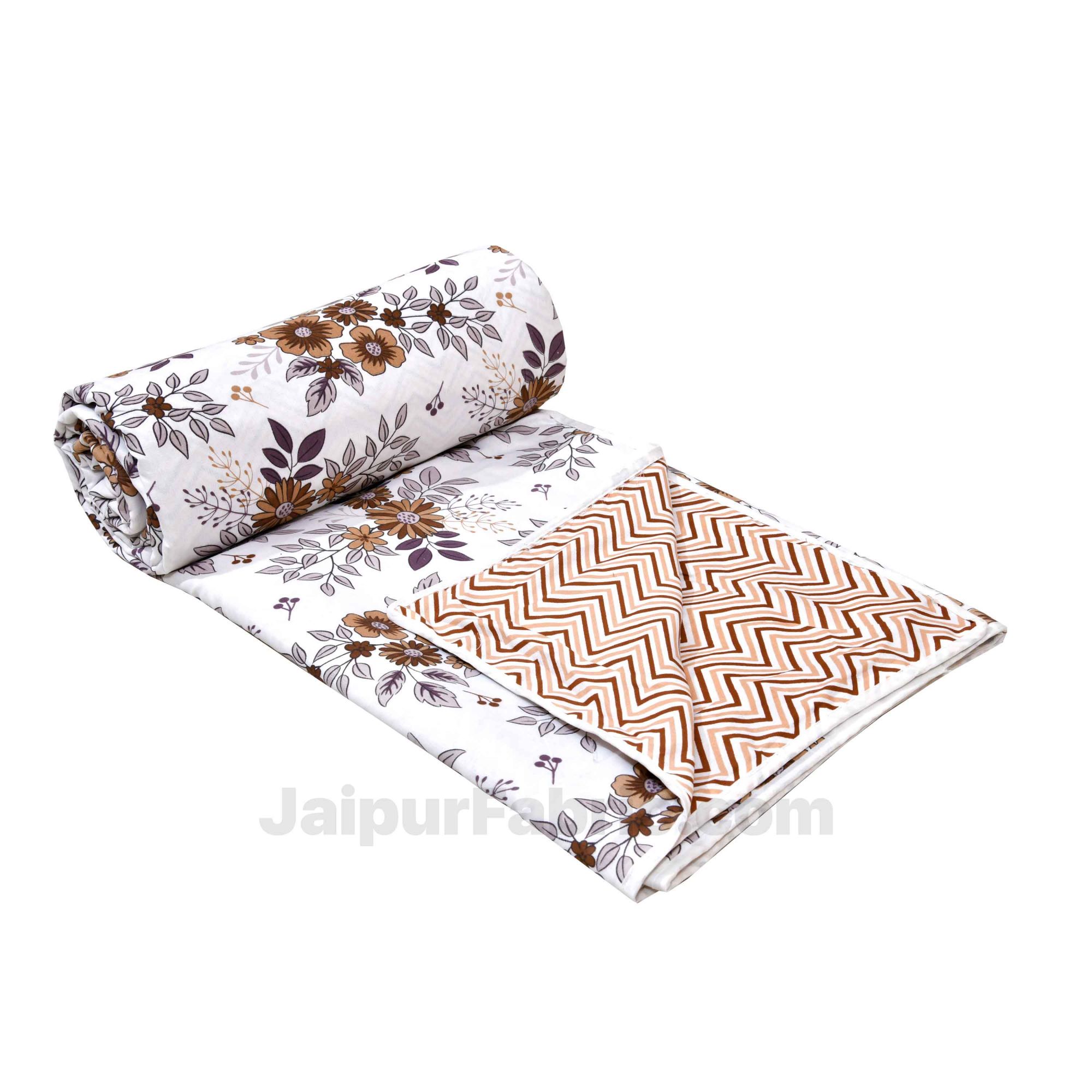 Lightweight Reversible Double Bed Dohar Grey FlowerSkin Friendly Pure Cotton MulMul Blanket / AC Comforter / Summer Quilt