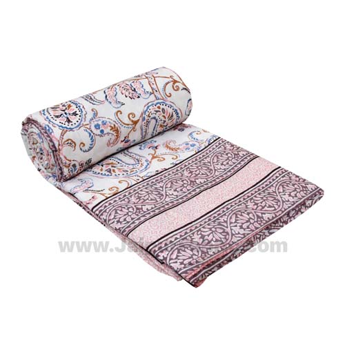 Combo376 Bed in a Bag Pink Floral  1 Dohar + 1 Double BedSheet + 2 Pillow Covers