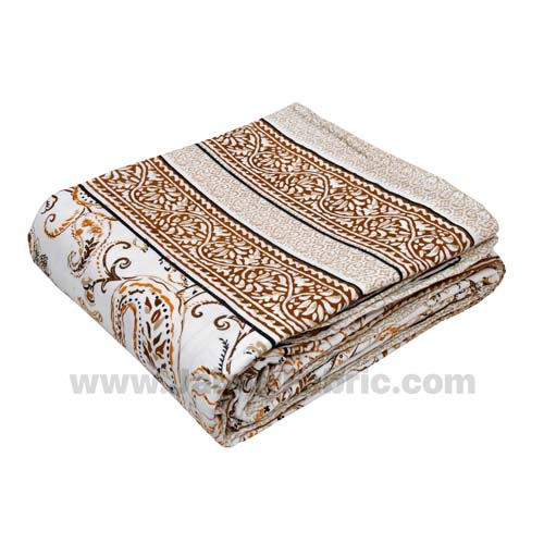 Combo377 Bed in a Bag Brown Floral  1 Dohar + 1 Double BedSheet + 2 Pillow Covers