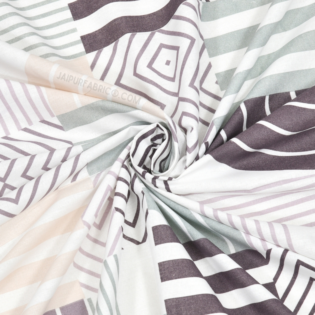Geometric Maze Purple Cotton Reversible Double Bed Dohar