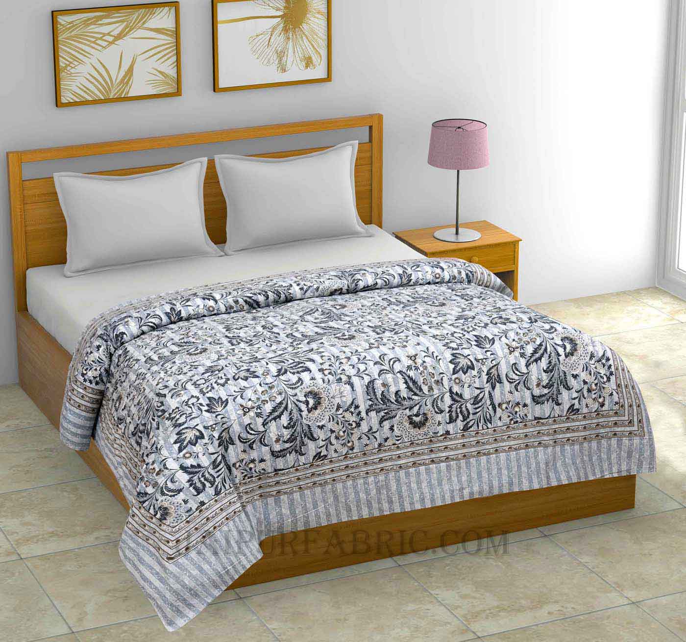 AC Room Dohar Porcelain Brown Paisley Pattern 210 GSM Pure Cotton Summer Blanket