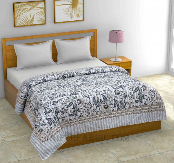 AC Room Dohar Porcelain Brown Paisley Pattern 210 GSM Pure Cotton Summer Blanket