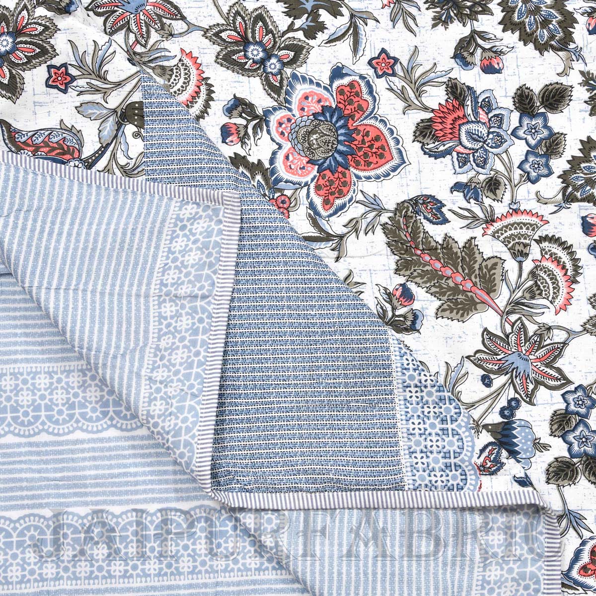 AC Room Dohar  Blue Tribal Pattern 210 GSM Pure Cotton Summer Blanket