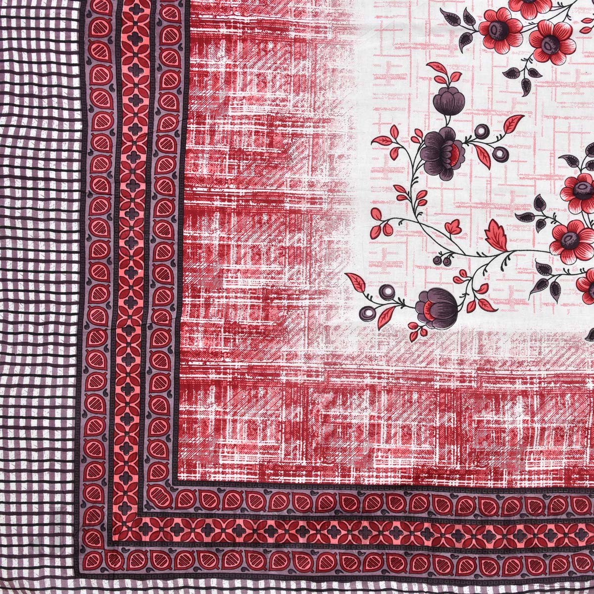AC Room Dohar Damask Red Rose 210 GSM Pure Cotton Summer Blanket