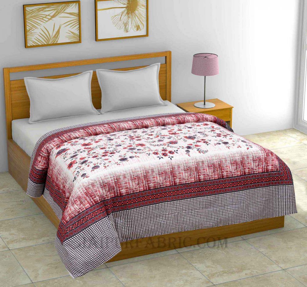 AC Room Dohar Damask Red Rose 210 GSM Pure Cotton Summer Blanket