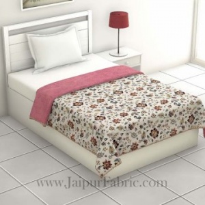 Pure Cotton Pink Floral Pattern Reversible Single Bed Dohar