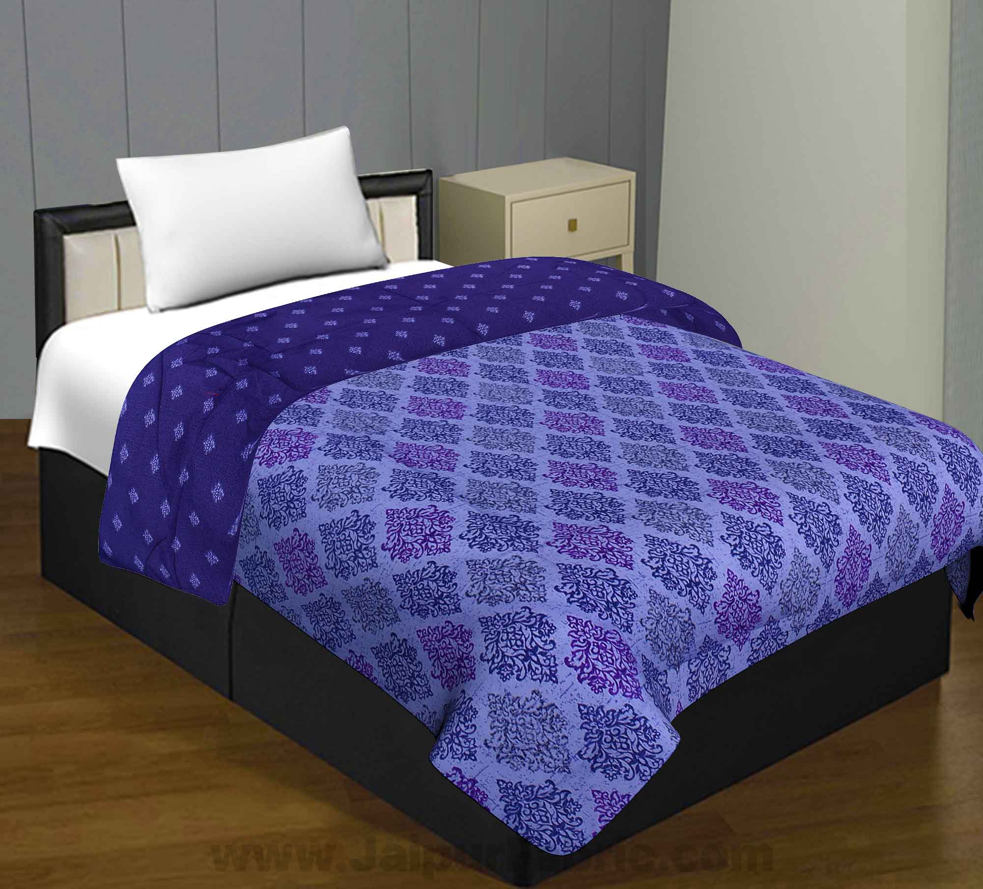 Pure Cotton Purple Traditional Patches Reversible Single Blanket/Duvet/Quilt/AC Dohar