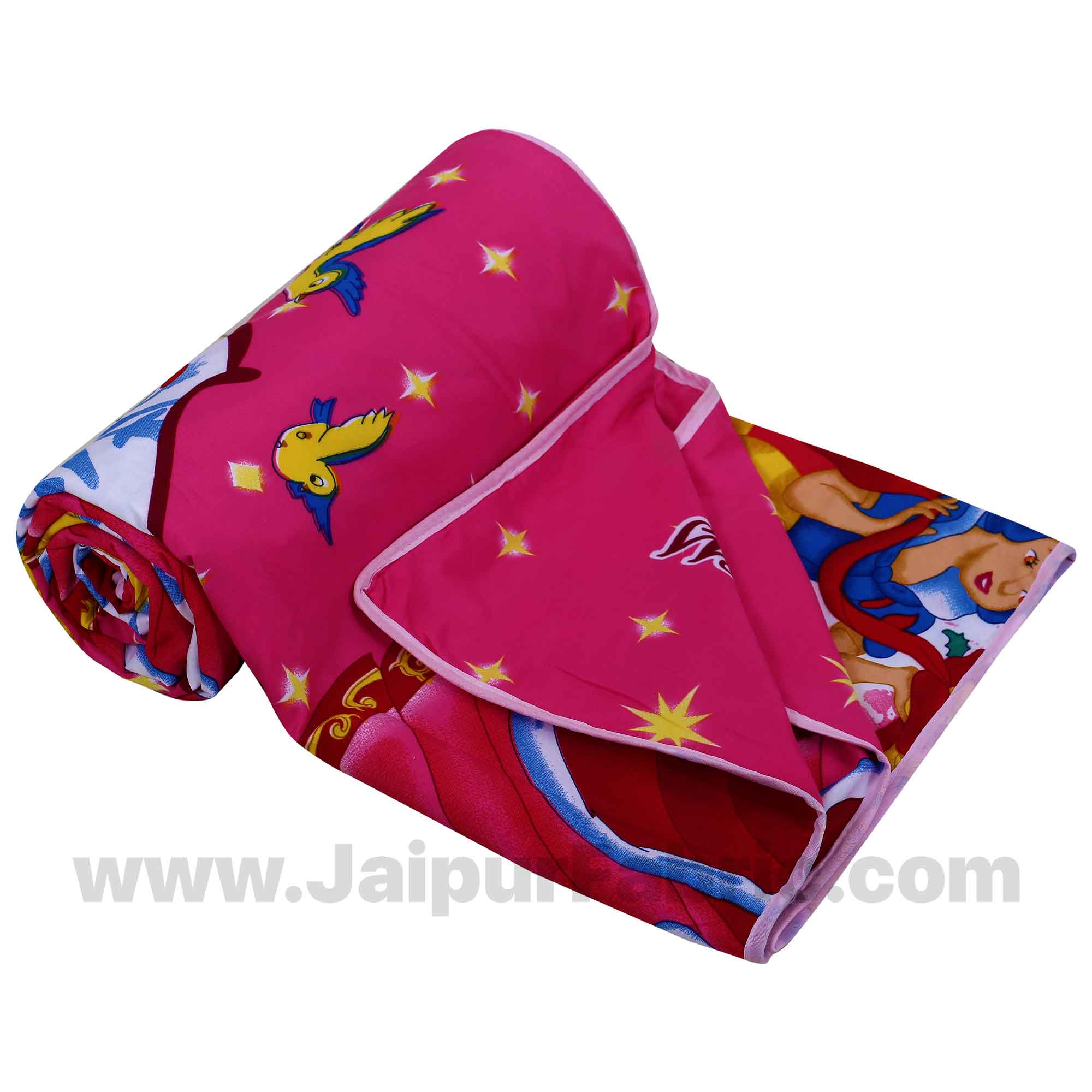 Cotton Cinderella Princess Pink Reversible Single Blanket/Duvet/Quilt/AC Dohar