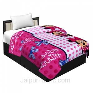 Cotton Minnie Mouse Pink Reversible Single Blanket/Duvet/Quilt/AC Dohar