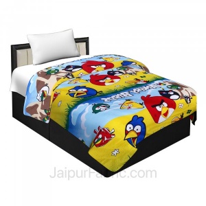 Cotton Colorful Angry Birds Reversible Single Blanket/Duvet/Quilt/AC Dohar