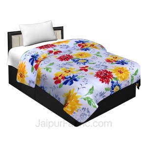 Cotton Colorful Blooming Flowers Reversible Single Blanket/Duvet/Quilt/AC Dohar