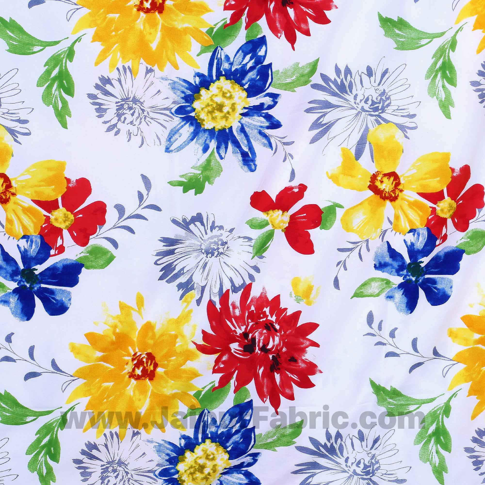 Cotton Colorful Blooming Flowers Reversible Single Blanket/Duvet/Quilt/AC Dohar