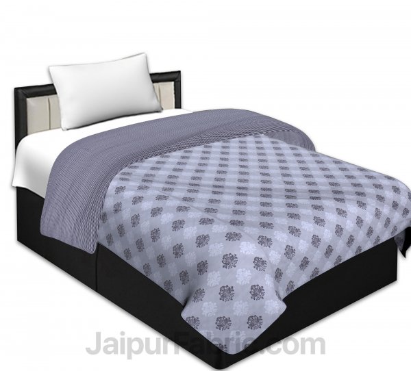 Pure Cotton Block Print Reversible Single Bed Blanket/ Duvet/Quilt/AC Dohar
