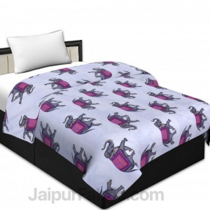 Pure Cotton Elephant Print Reversible Single Bed Blanket/ Duvet/Quilt/AC Dohar
