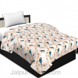 Pure Cotton Indian Bird Reversible Single Bed Blanket/ Duvet/Quilt/AC Dohar