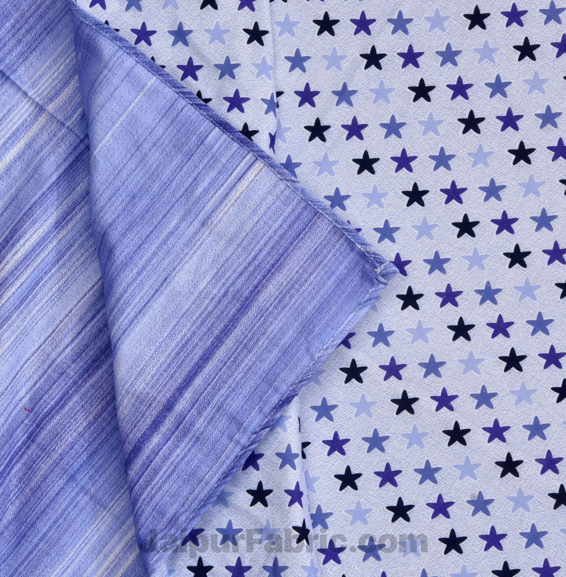 Pure Cotton Multi Blue Star Reversible Double Blanket/Duvet/Quilt/AC Dohar