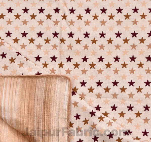 Pure Cotton Multi Brown Star Reversible Single Blanket/Duvet/Quilt/AC Dohar