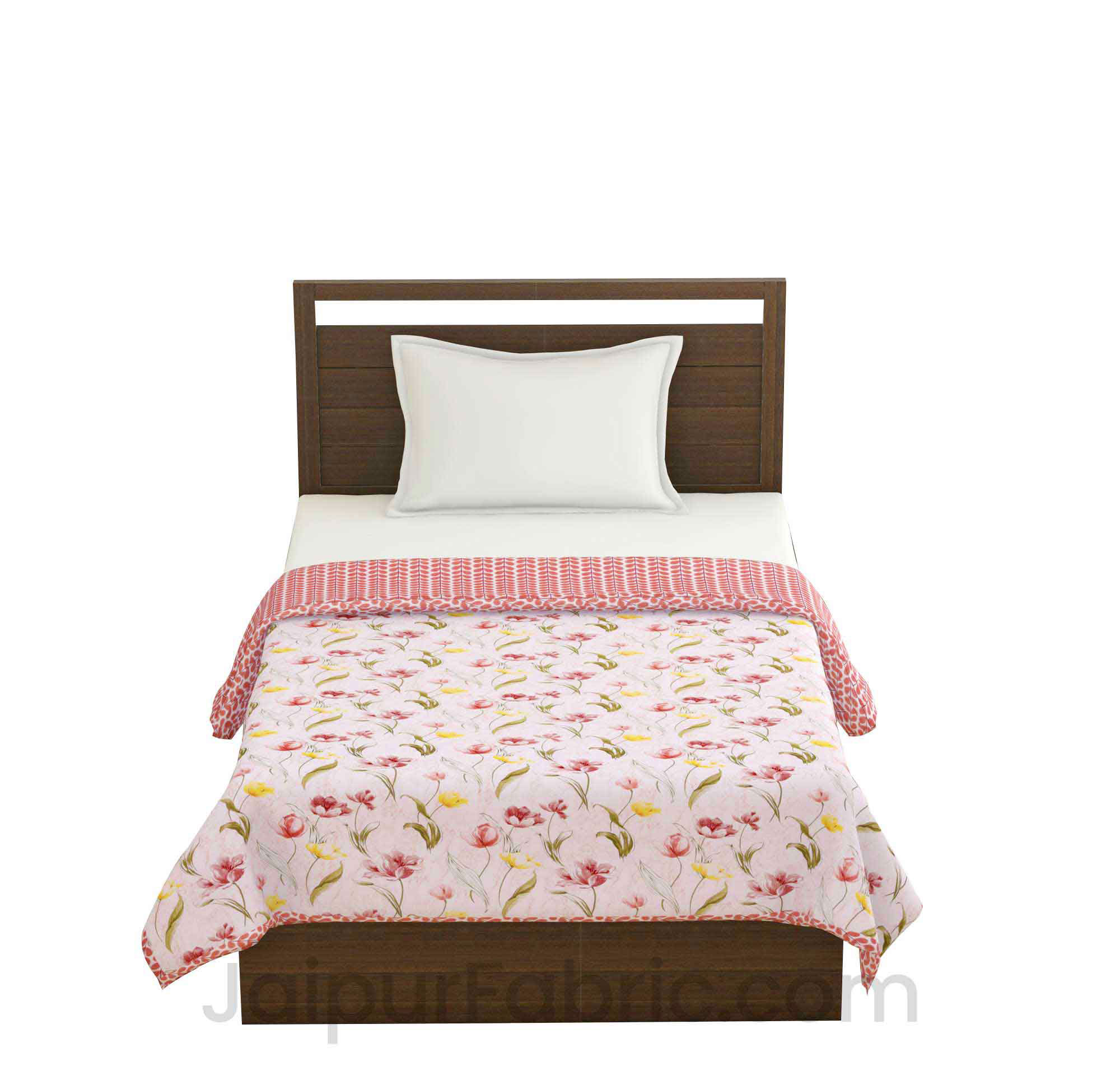 Lightweight Reversible Single Bed Dohar Pink Flower Skin Friendly Pure Cotton MulMul Blanket / AC Comforter / Summer Quilt