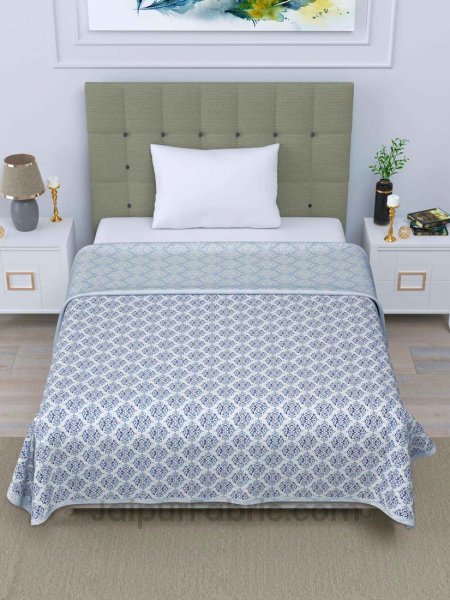 JaipurFabric® Blue Ethnic Single Bed Reversible Dohar