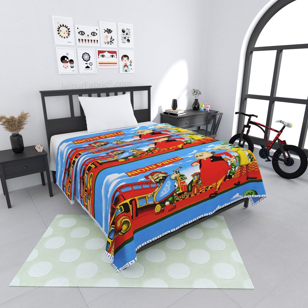 Motu Patlu Cotton Dohar for Kids Single Bed