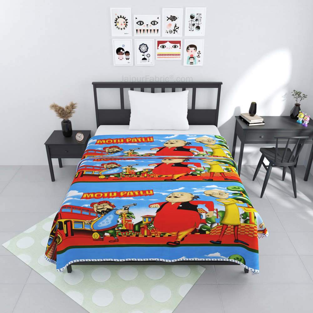 Motu Patlu Cotton Dohar for Kids Single Bed