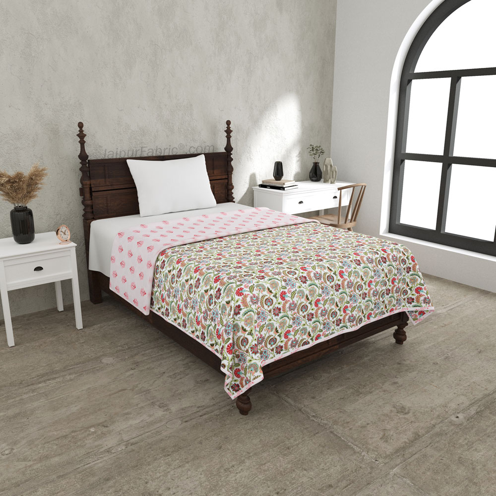 Colorful Blossomy Pure Cotton Single Bed Dohar