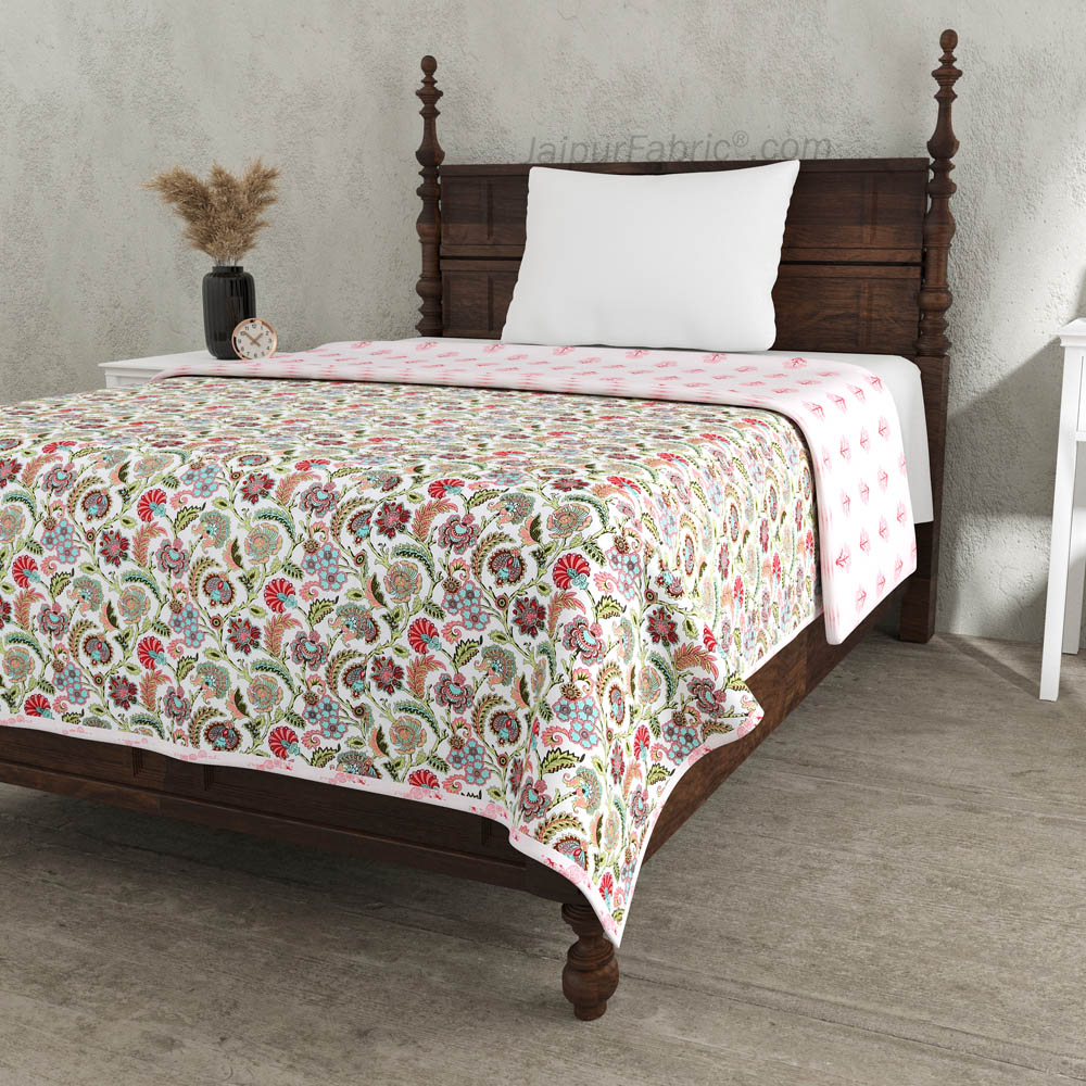 Colorful Blossomy Pure Cotton Single Bed Dohar
