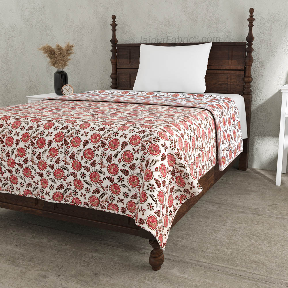 Pink Butterflies  Pure Cotton Single Bed Dohar