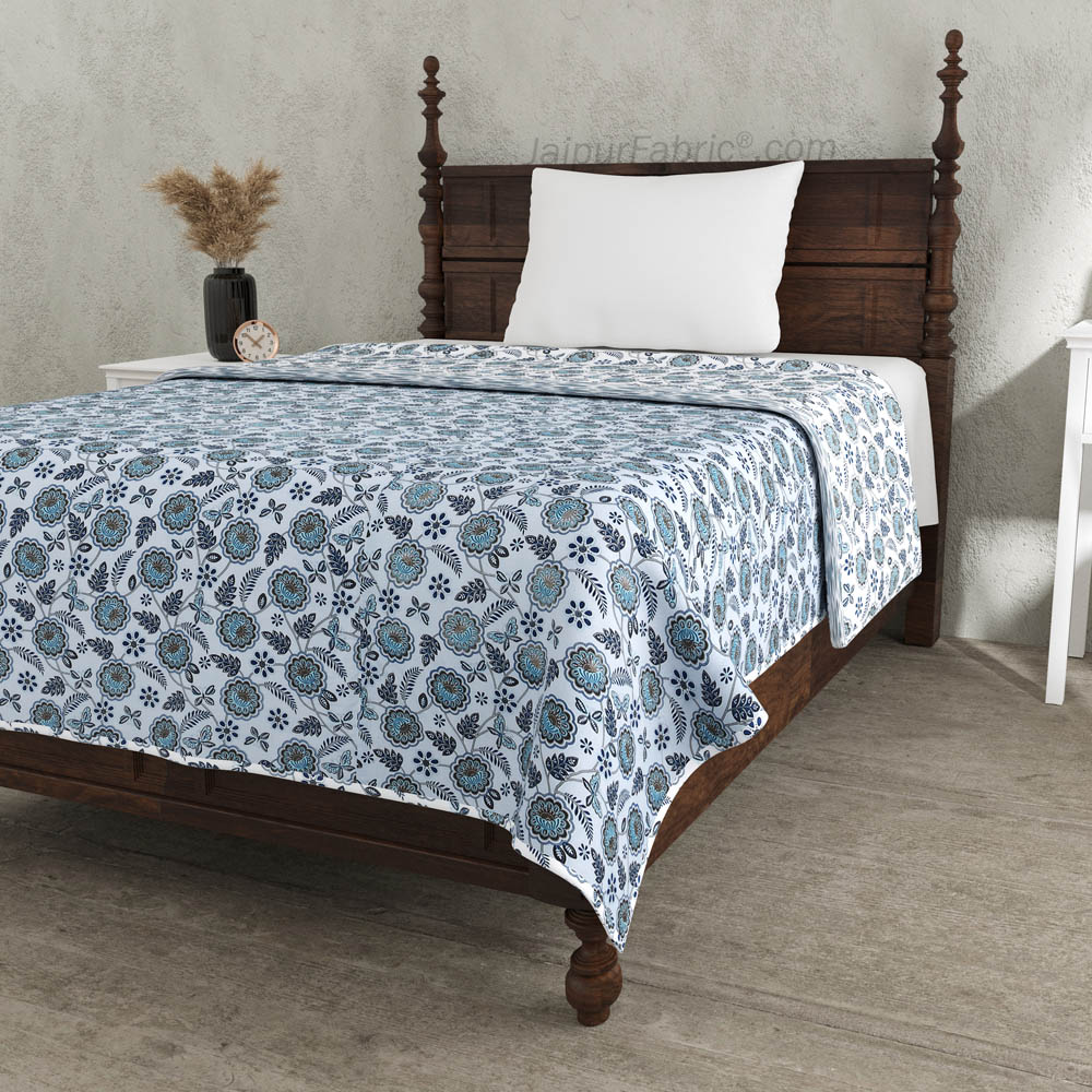 Blue Butterflies Pure Cotton Single Bed Dohar