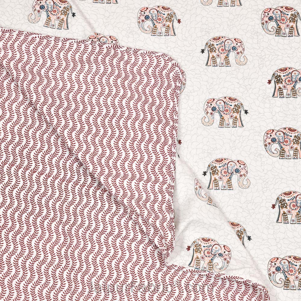 Pink Elephant Pure Cotton Single Bed Dohar