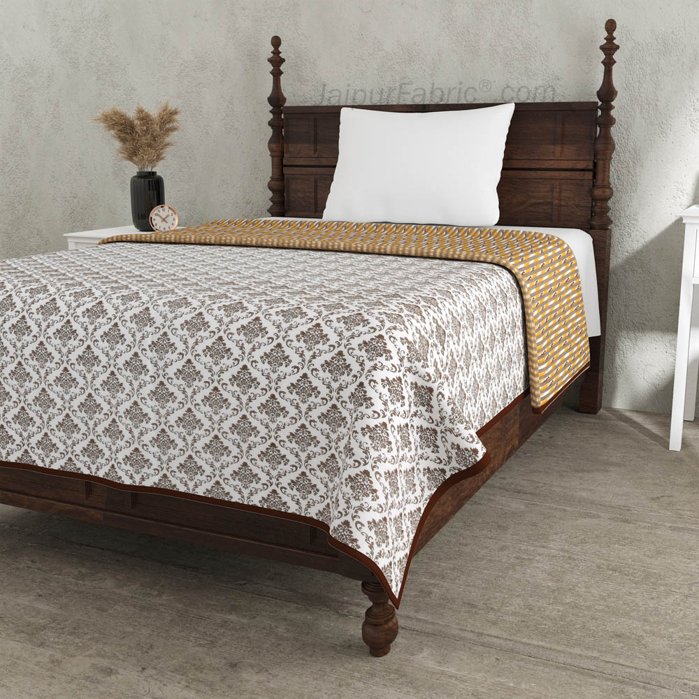 Ethnic Royal Brown Single Bed Dohar Blanket