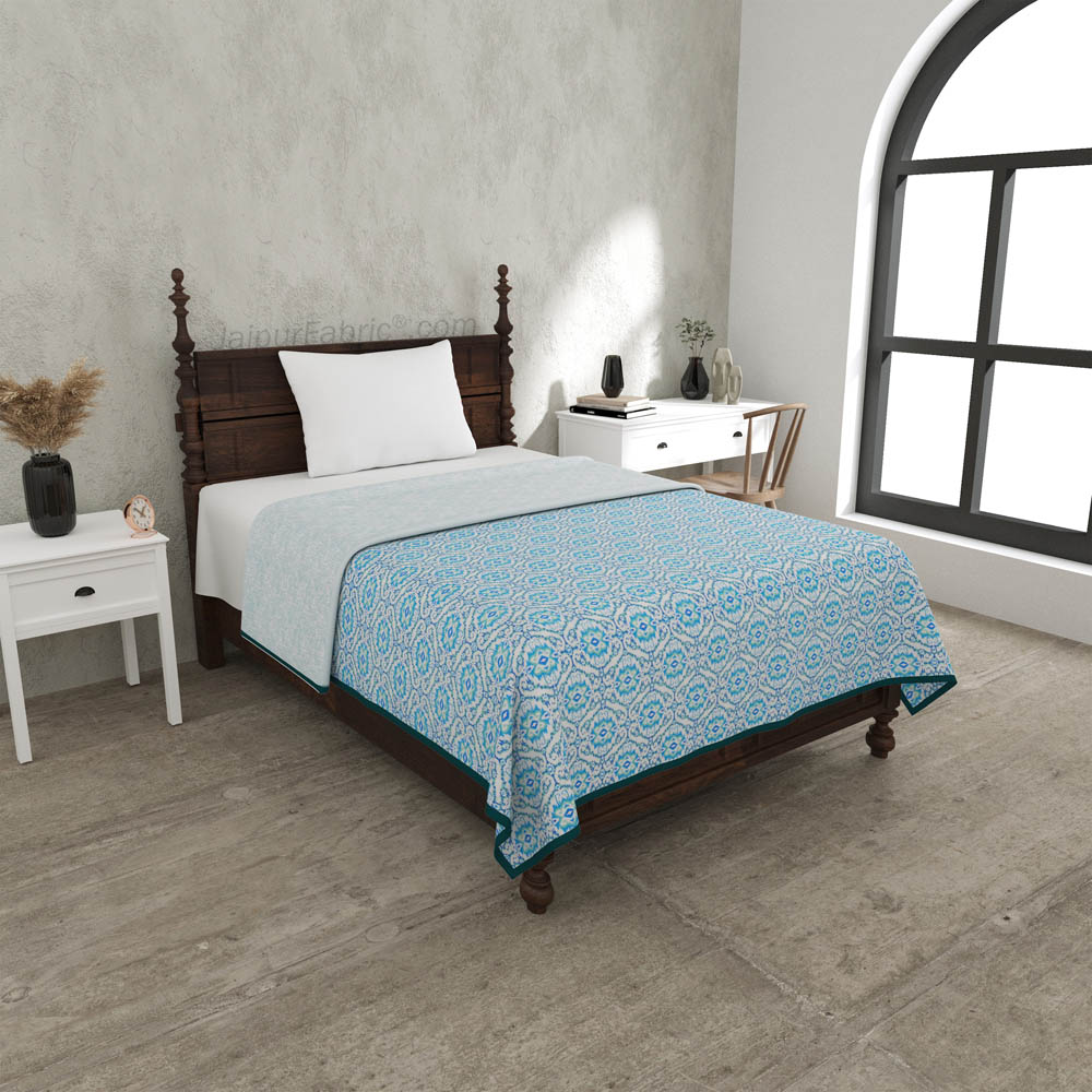 The Illusion Blueish Single Bed Dohar Blanket