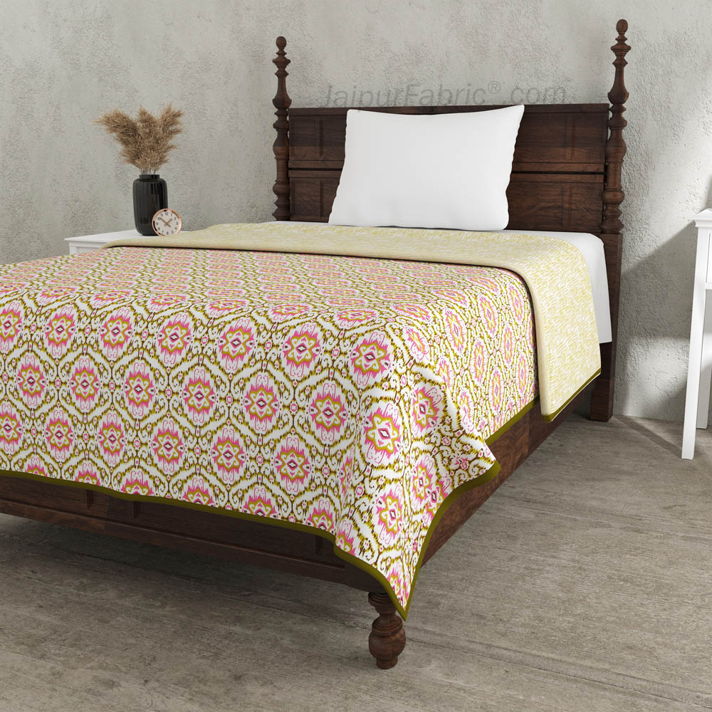 The Illusion Greenish Single Bed Dohar Blanket