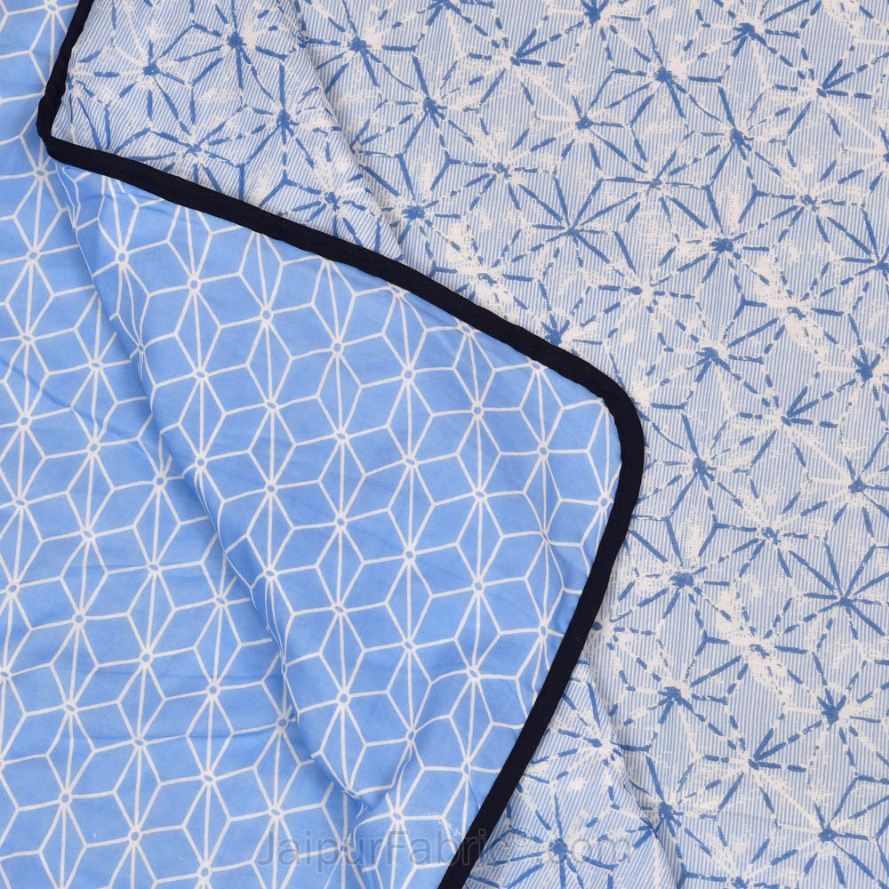 Geometricity Blue Single Bed Dohar Blanket