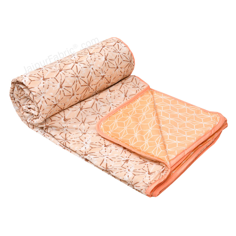 Geometricity Peach Single Bed Dohar Blanket