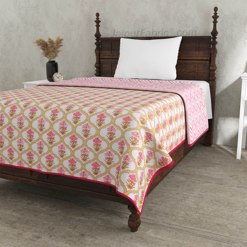 Jaal Darbar Pink Single Bed Dohar Blanket