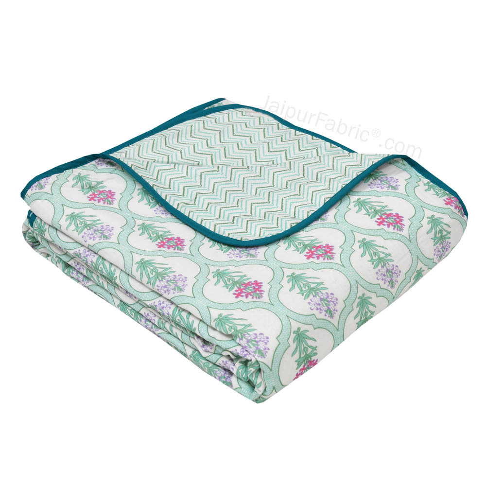 Jaal Darbar Green Single Bed Dohar Blanket