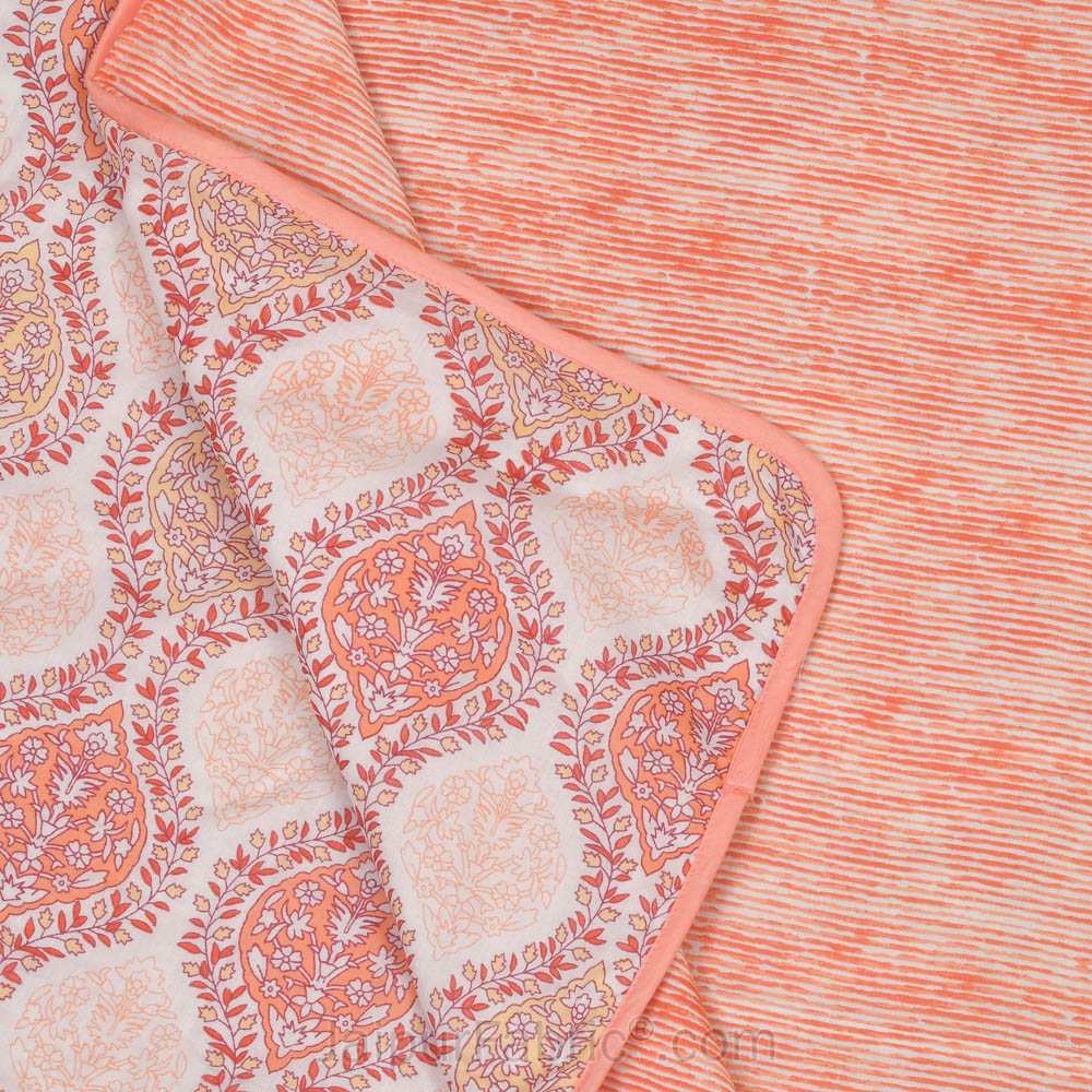 Wavy Ethnic Peachy Pink Single Bed Dohar Blanket
