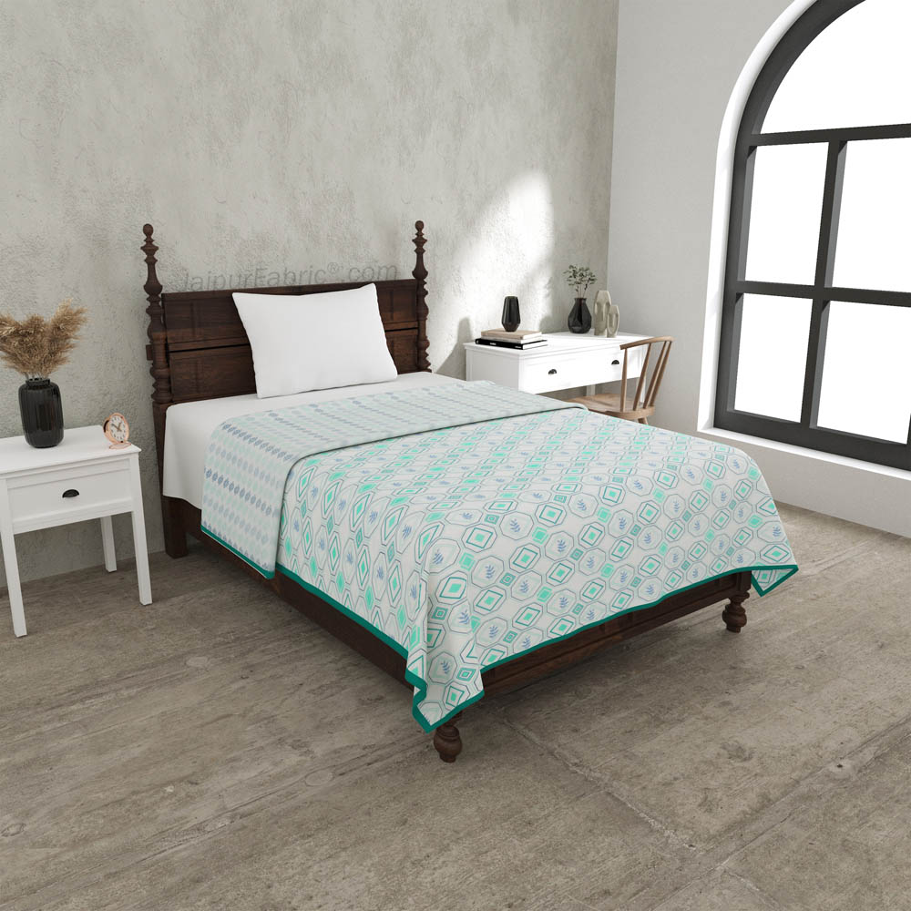 Artistic Maze Greenery Single Bed Dohar Blanket