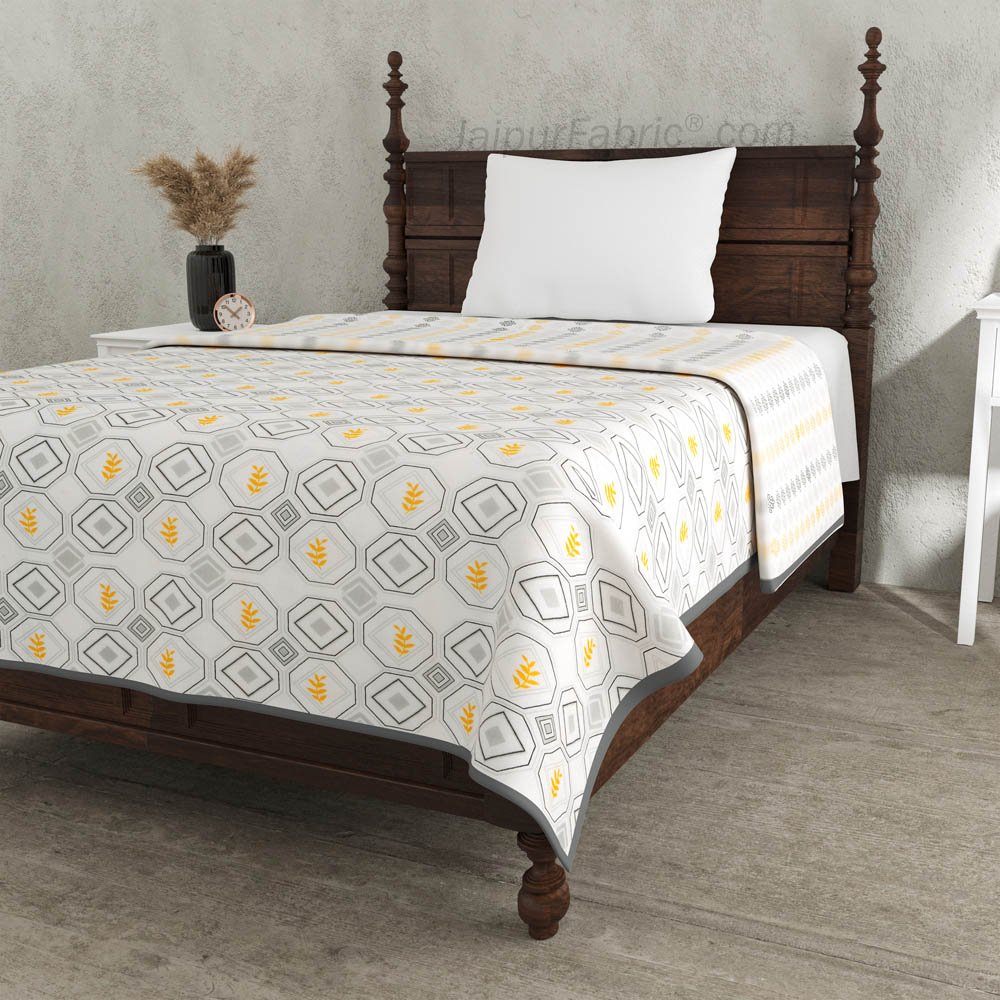 Artistic Maze Mustard Grey Single Bed Dohar Blanket