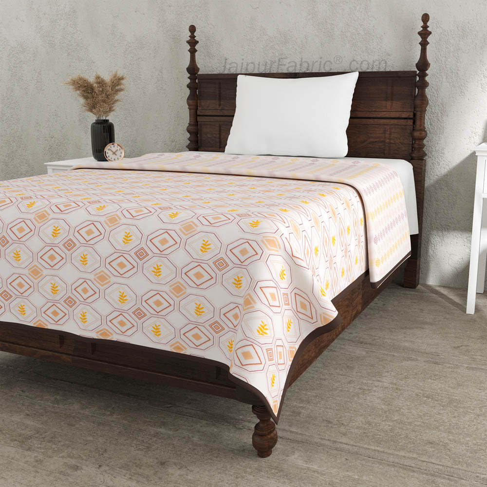 Artistic Maze Peach Yellow Single Bed Dohar Blanket