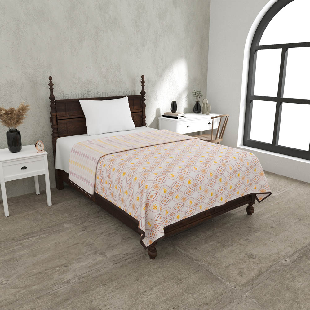 Artistic Maze Peach Yellow Single Bed Dohar Blanket