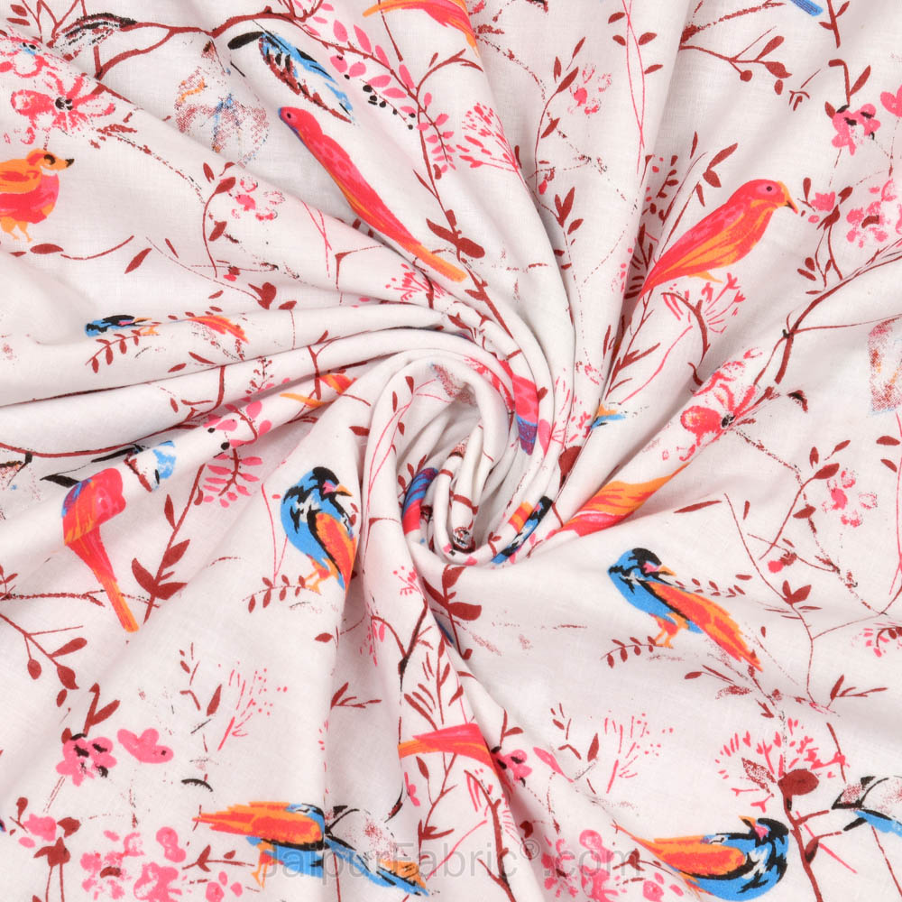 Parakeets Pink Single Bed Dohar Blanket