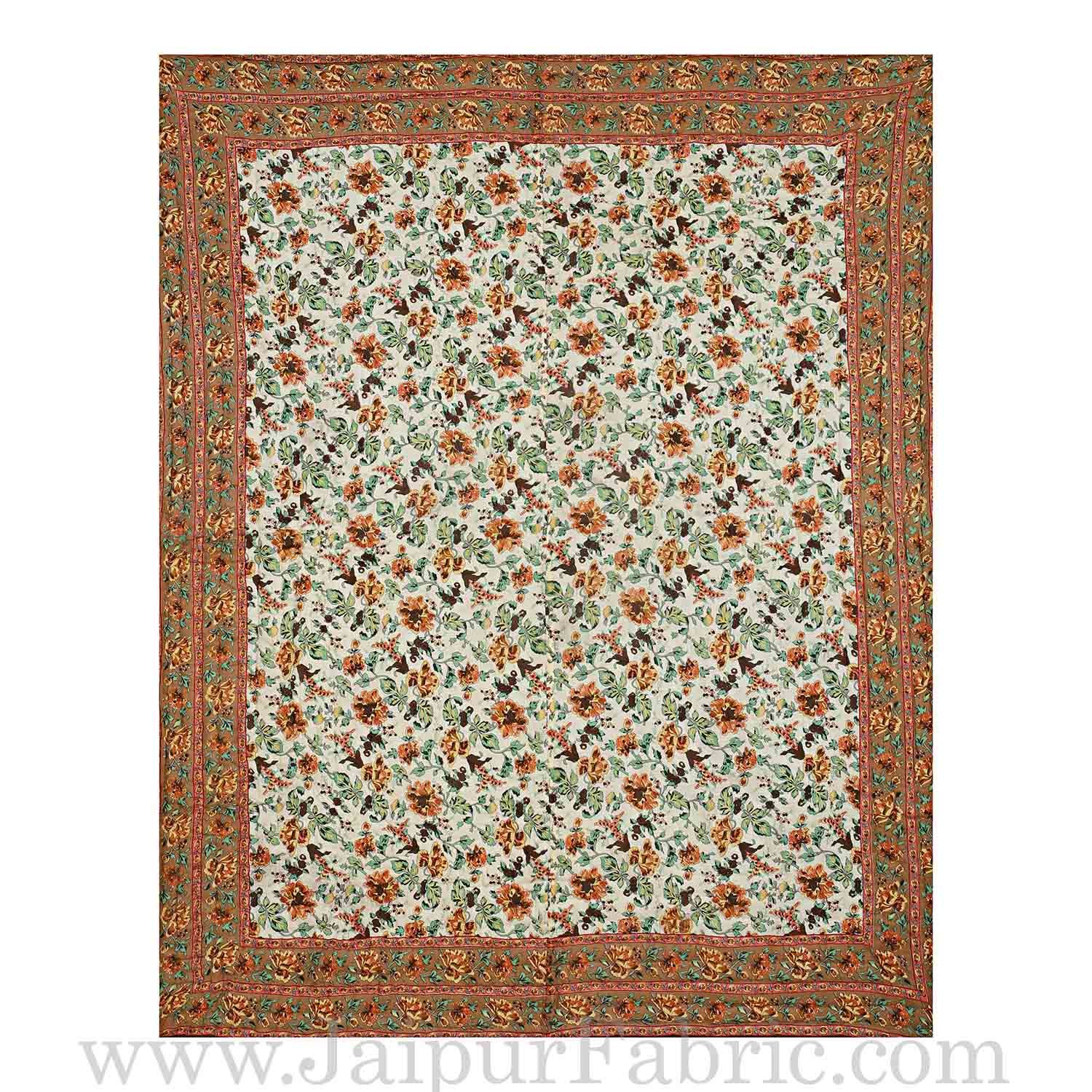Jaipur Rajai Mughal Print Fine Cotton Double Bed Quilt