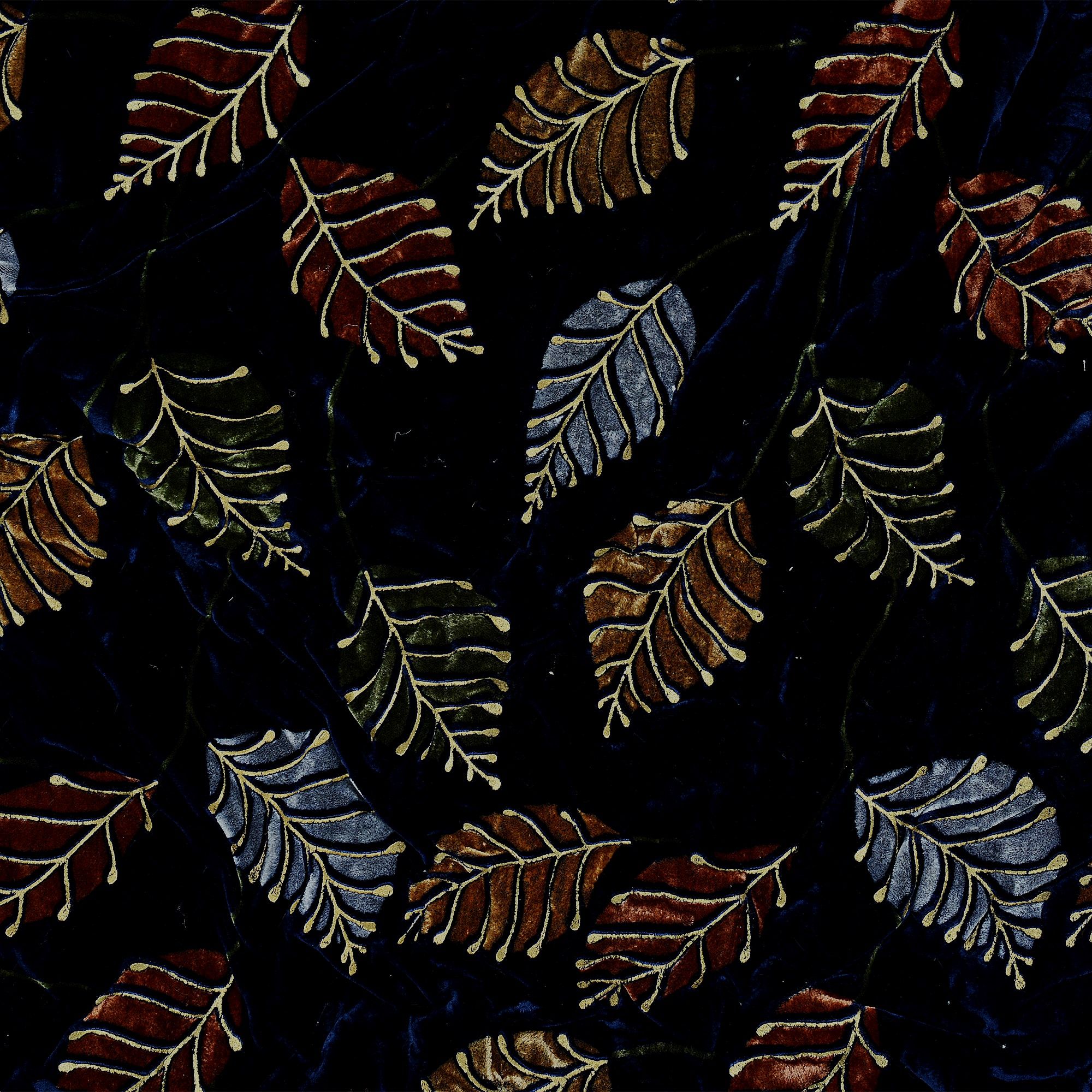 Dark Brown With  Leaf Print  Velvet(Shaneel) Double  Bed Quilt