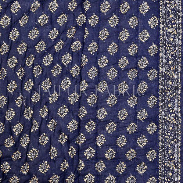 Navy Blue Base Golden Print Fine Cotton Single Quilt