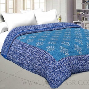 Details about   Silk Print Dark Blue Reversible Jaipuri Twin Size Quilt Razai Rajai Blanket 