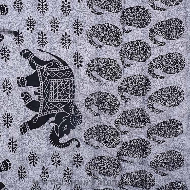 Jaipuri Quilt Elephant Print 300GSM Fine Cotton Double Bed Rajai