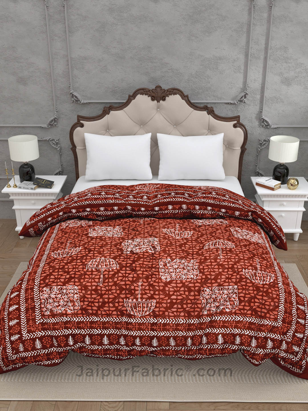 Jaipuri Rajai Daabu Shahi Savari 300GSM Fine Cotton Red Double Bed Quilt
