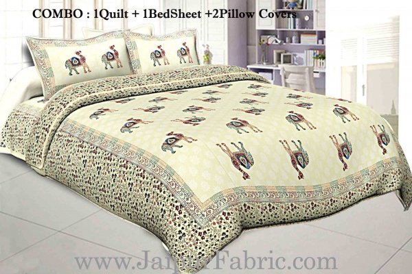 jaipur Razai Double Bed With Satrangi Camel Pattern Combo Pack